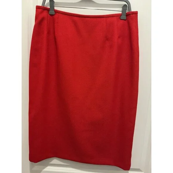 Suit Studio Skirt Set Size 12 Red Jacquard 4 Button Jacket NWT - Picture 6 of 16